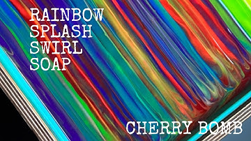 Rainbow Splash Swirl Technique | Cold Process Soap | Cherry Bomb 🍒 Vegan | Split Method Milk Soap