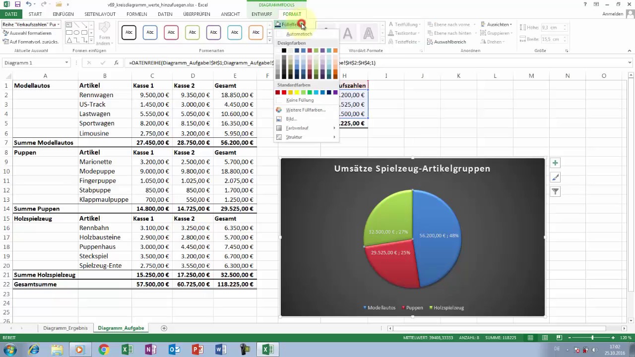 Excel Tipps Und Tricks 69 Kreisdiagramm Werte Hinzufugen Youtube