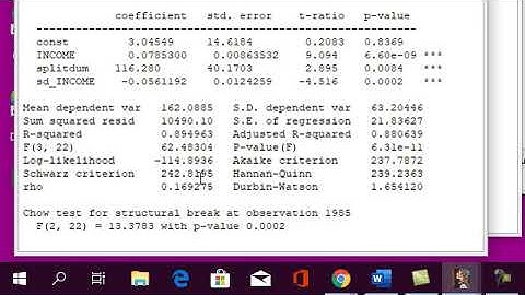 Structural Break chow test