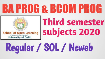 BA PROG AND BCOM PROG ! SOL THIRD SEMESTER SUBJECTS 2020