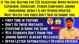 If You Are Waiting for TCS, Accenture, Wipro, Infosys, Capgemini, CTS, Onboarding Updates Must Watch