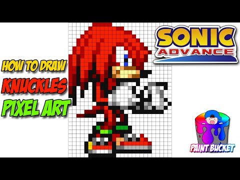 How to Draw Knuckles from Sonic Advance 16-Bit - Drawing Sonic the Hedgehog Pixel Art Tutorial