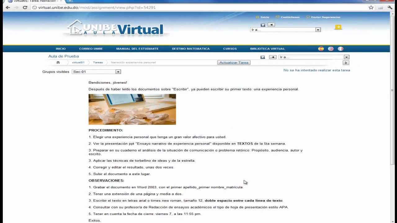 Cómo crear una tarea en Aula Virtual - YouTube