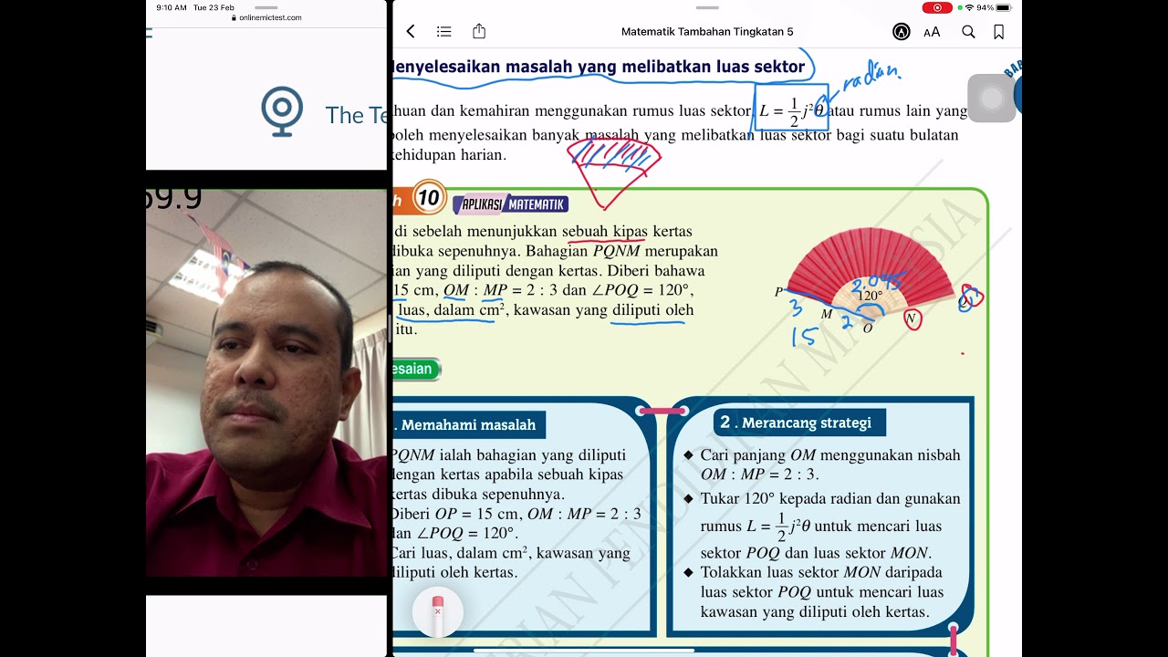 Menyelesaikan Masalah Melibatkan Luas Sektor Add Maths Sukatan Membulat Kssm Tingkatan 5 Youtube