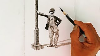 Charcoal Pencil Drawing Of Charlie Chaplin With Easy Ways