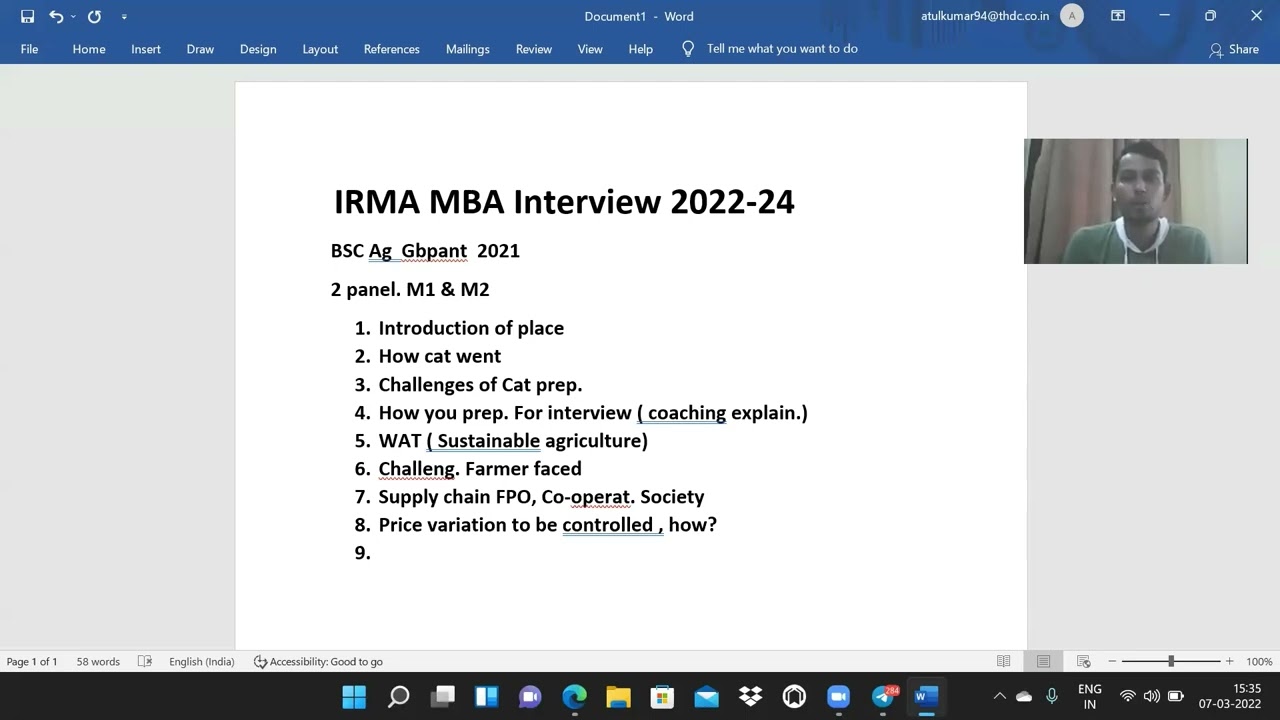 IRMA MBA interview ex  2022 24