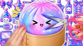 Paper DIY🎀Viral Glitter Dumpling Squishy Skincare + Makeup Blind Box 🥟Rumi Beauty Makeover ASMR Hana