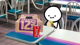 local man enjoys his meal at an unrenovated taco bell
