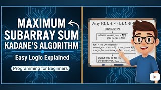 Maximum Subarray Sum (Kadane’s Algorithm) | Step by Step Explanation | Java | LeetCode 53