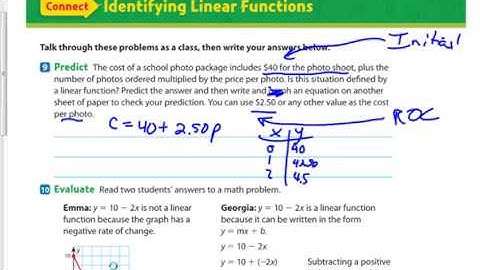 Lesson 8.3 - Identifying Linear Functions