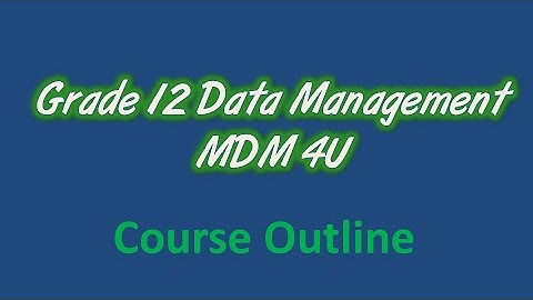 Course Overview Data Managment