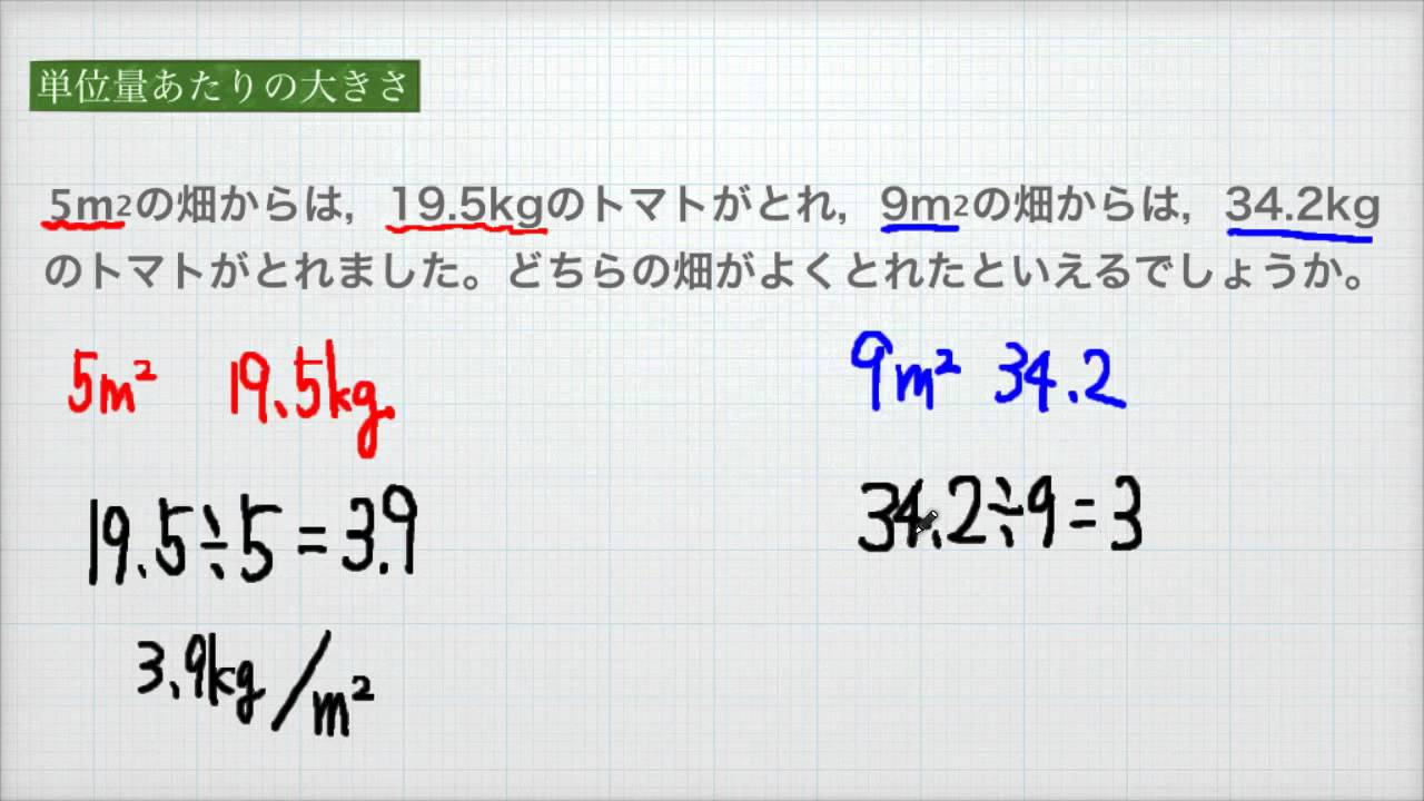 小学校5年 算数 単位量あたりの大きさ 単位量あたりで比べる Youtube