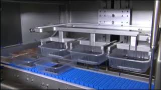 Tramper D 360   stand alone denester for placing trays on a conveyor belt