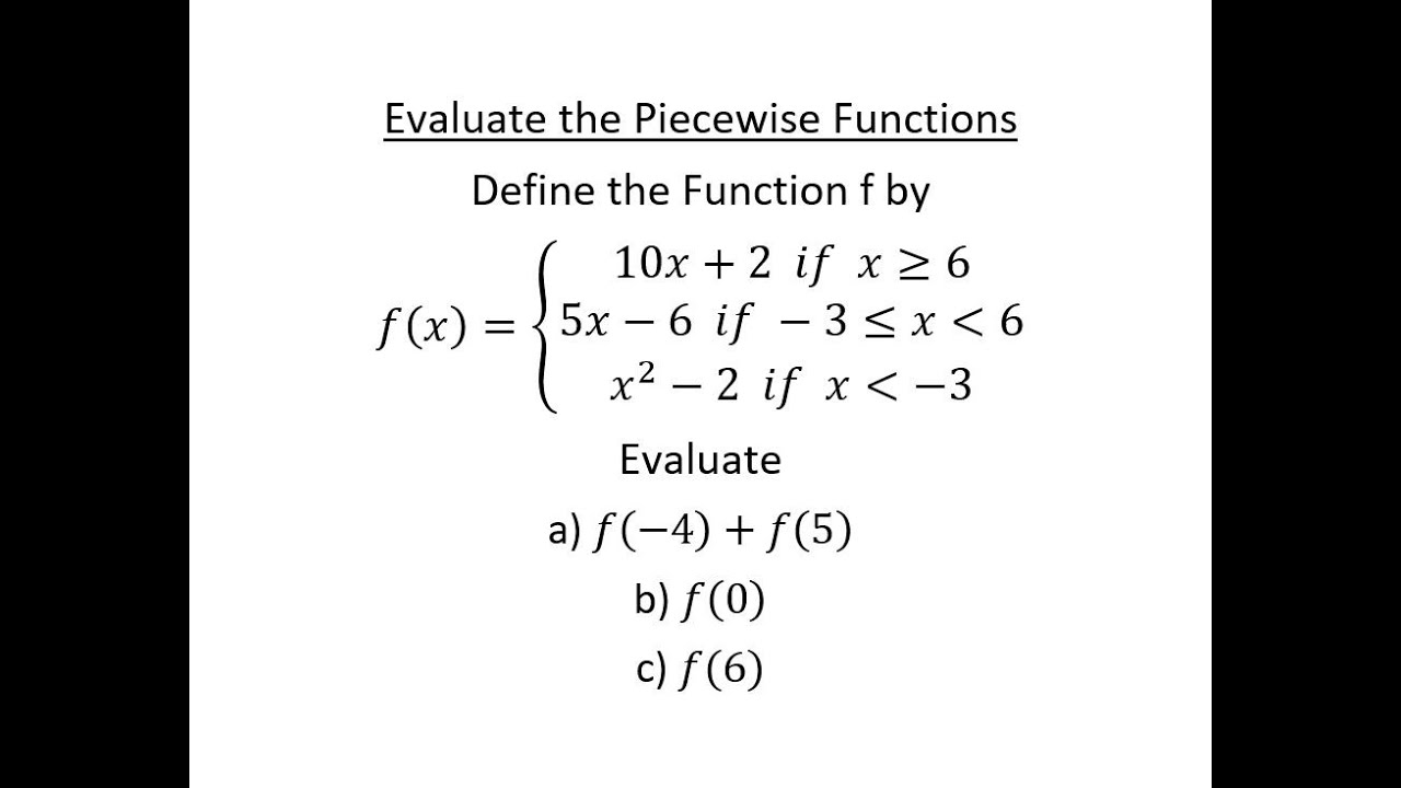 Evaluate the Piecewise Function - YouTube