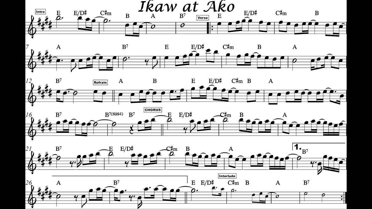 Ikaw at Ako for Violin or Flute sheet music and backing track YouTube