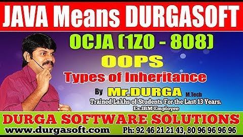 OCJA (1Z0 - 808 ) || Java SE 8 Programmer I || OOPS -  Types of Inheritance || Durga Sir