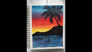 sunset acrylic ocean easy painting tutorial