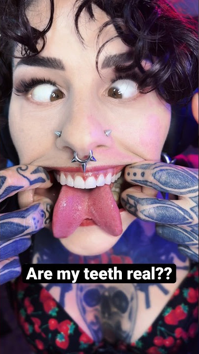 Are they real? #teeth #teethgoals #beautifulteeth #mouthsounds #splittongue #perfectteeth #qanda