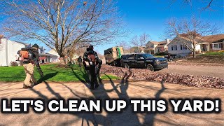 The FASTEST Way to Clean Up Fall Leaves with a 3 Man Crew