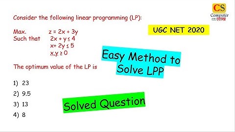 Linear Programming Problem SOlved | Easy method | UGC NET 2020