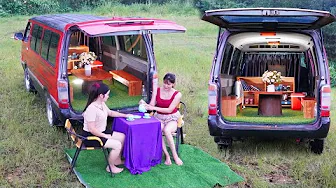 Creative Design of 16-Seat Toyota Car Into Camping Car, DIY Hiace Camper | Camping Van Adventure