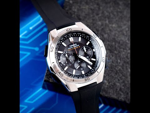 【CASIO卡西歐】極致品味太陽能三眼計時電波橡膠腕錶黑x黑面 WVQ-M410-1AJF