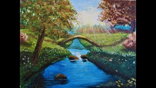 beginners river paint trees easy landscape acrylic