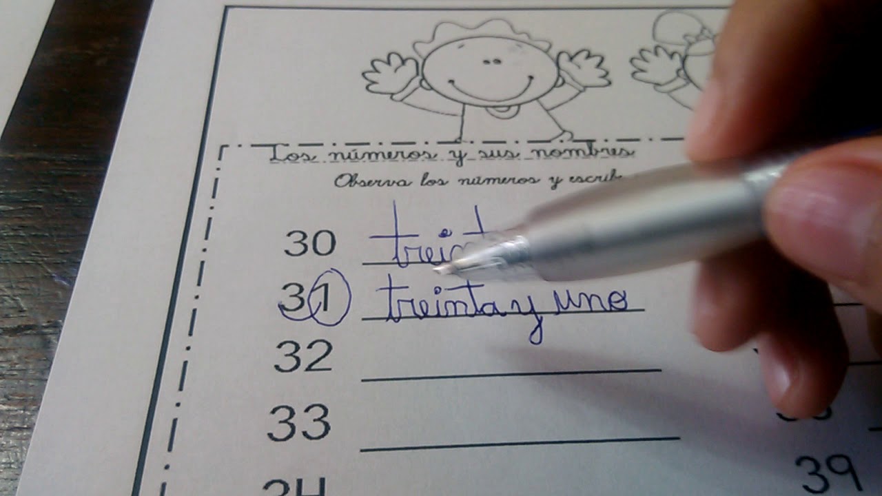 nescritura y lectura de numeros del 30 al 39