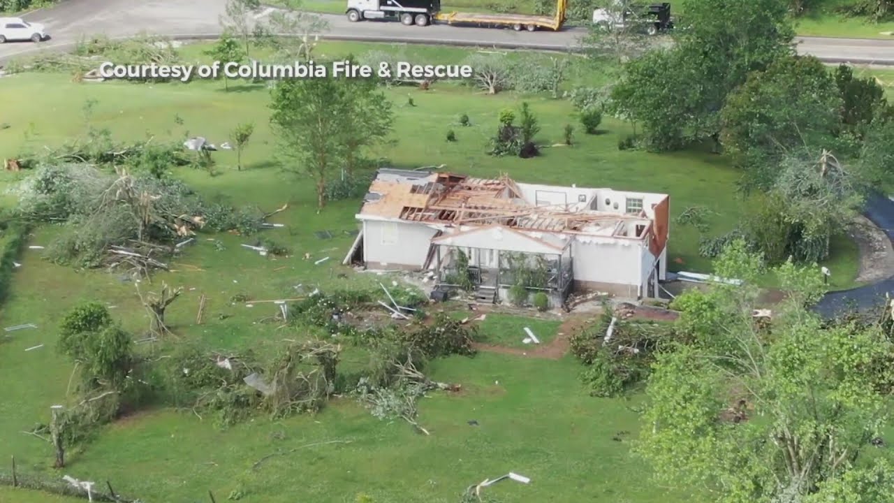 Aerial photos show extent of storm damage in Maury County - YouTube