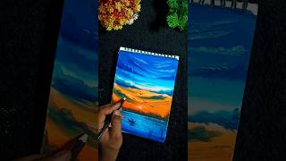 🎨 Magical Sunset Lake Painting 🌅 Easy Acrylic Landscape Art Tutorial #shorts