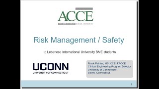 Professor Frank Painter (22/04/2021): Risk Management / Safety