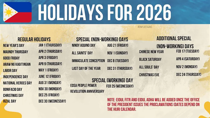 PHILIPPINE HOLIDAY FOR 2026 | Holiday 2026 Philippines