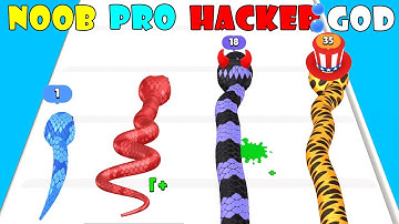 NOOB vs PRO vs HACKER vs GOD - Snake Run Race・3D Running Game