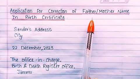 application for the correction of the father/mother