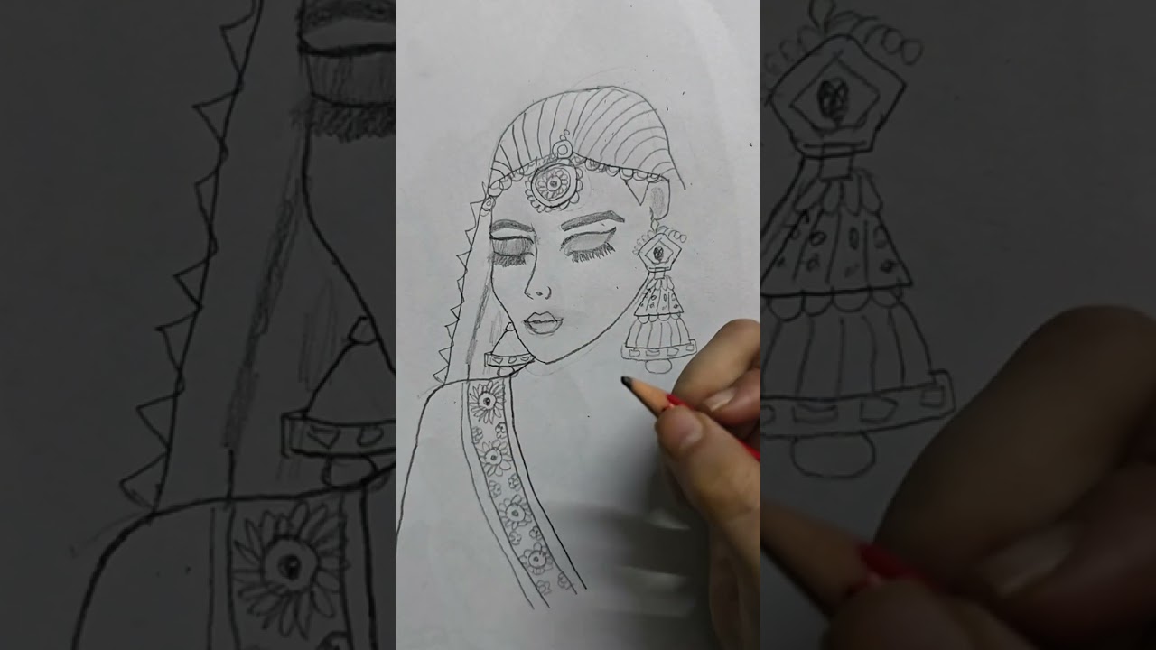 The Amazing Sketch Of Indian traditional women //