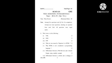 Kuk, BCA 5th sem, 2020, Web Designing Fundamentals, Previous year Q-Paper of Kuk University