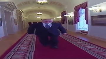 Wide Putin walking but every time he turns he gets wider