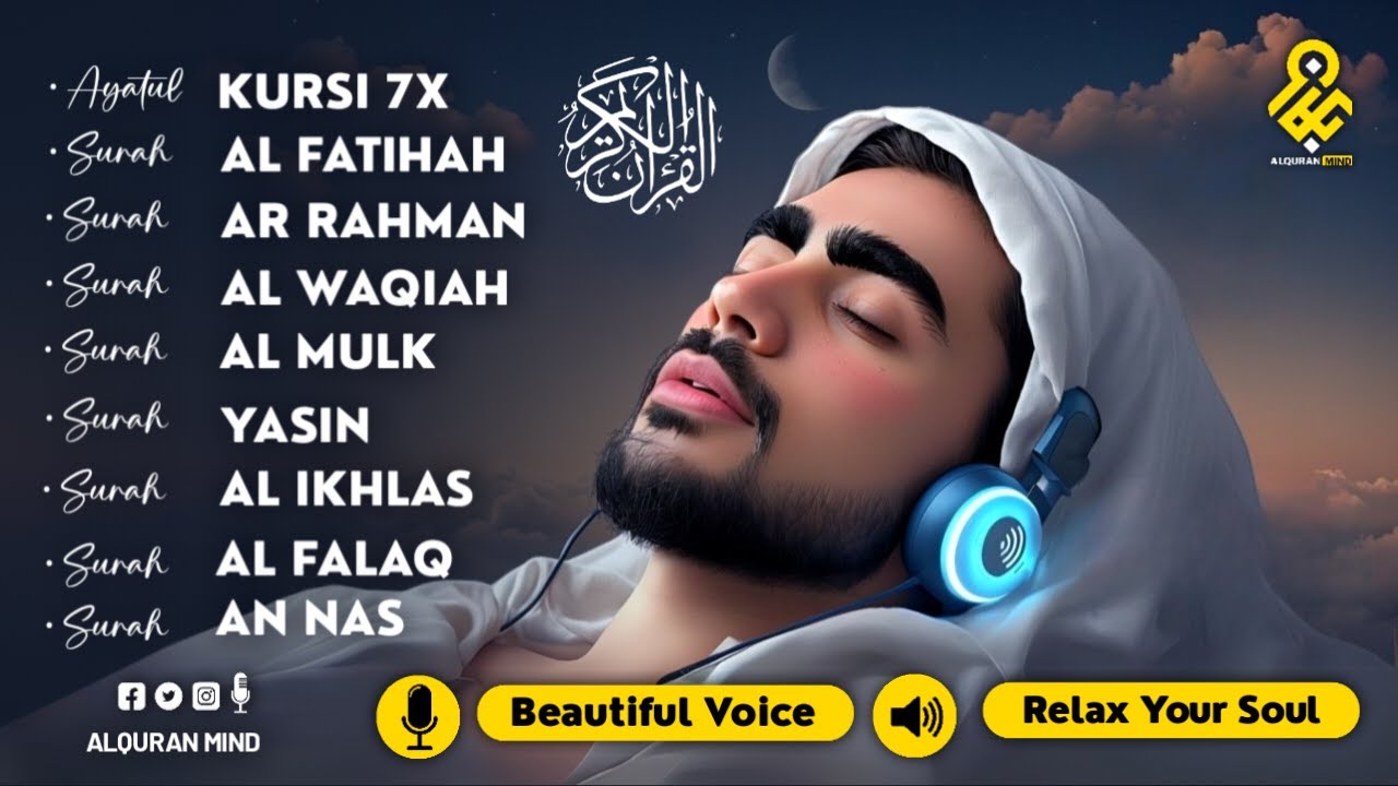 Beautiful Quran Every Night For Sleep | Al-Fatihah, Ayat Al-kursi, Yasin ,Ar-rahman