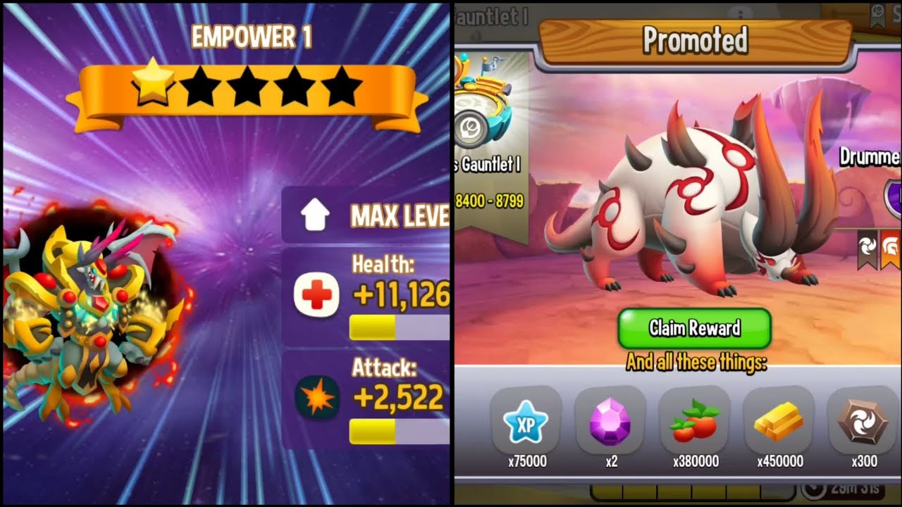 #72. Dragon city - Day 72 | Empower 1 - Blood God Vampire Dragon | Get a Drummer Dragon from arena.