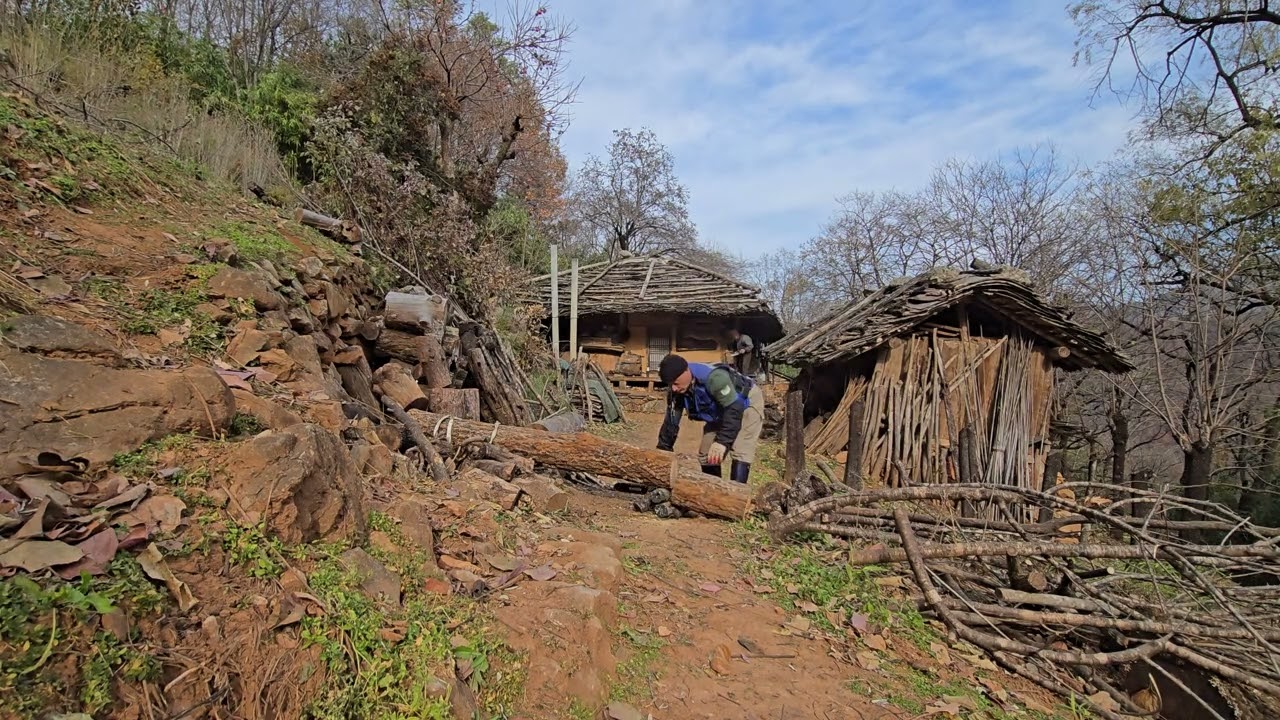 작년  초겨울 굴피 어르신 하산직전 땔감하시고 추억영상