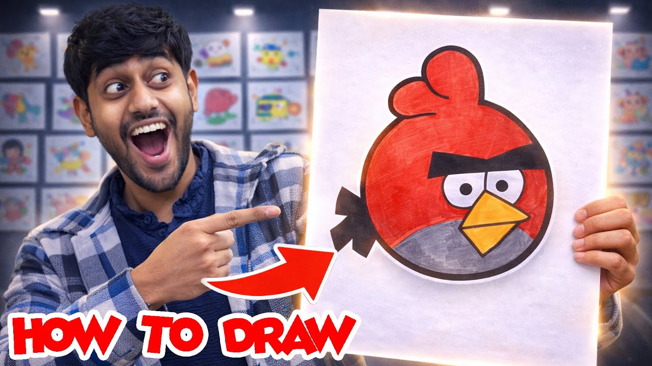 Рисование, раскрашивание и раскрашивание Angry Birds для детей и малышей | Как легко рисовать и р...