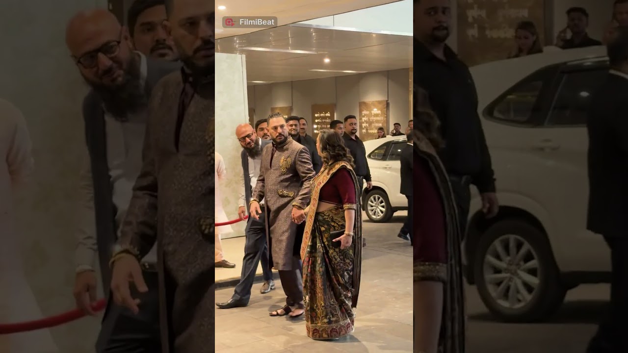 Yuvraj Singh with wife Hazel Keech at Arjun Tendulkar’s wedding.