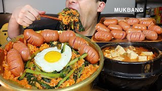 ASMR MUKBANGㅣYoung Radish Kimchi and tuna Bibimbap & SausageㅣEATING SHOW