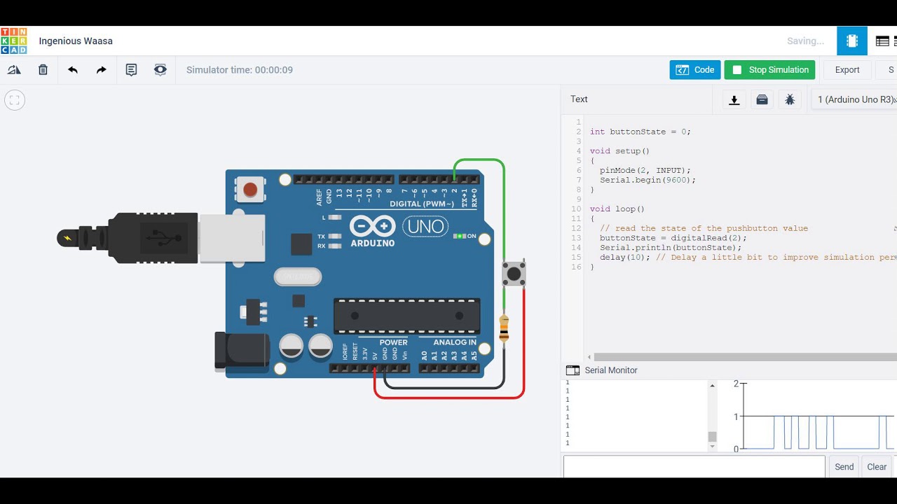 Serial Print with pushbutton on Arduino - YouTube