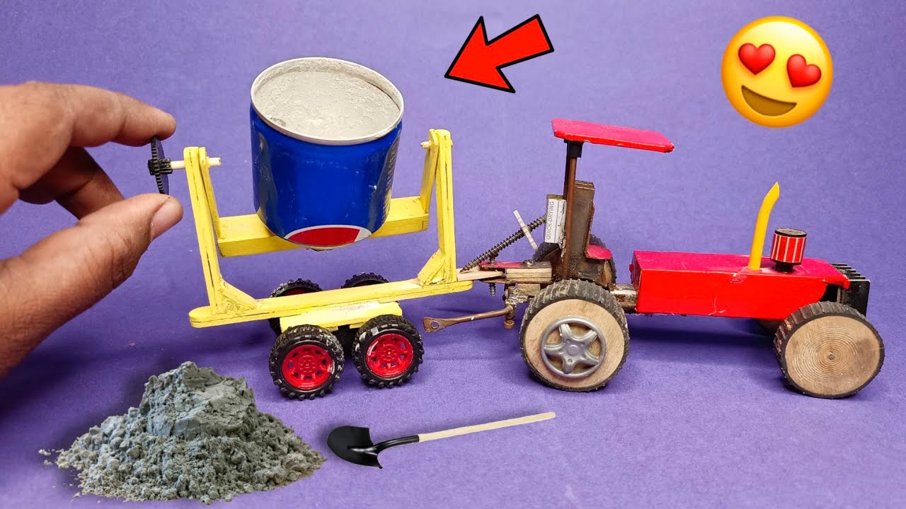 DIY AMAZING MINI TRACTOR CONCRETE MIXER WITH ALUMINUM CANS AND DC MOTOR | @inventus | Mini Creative