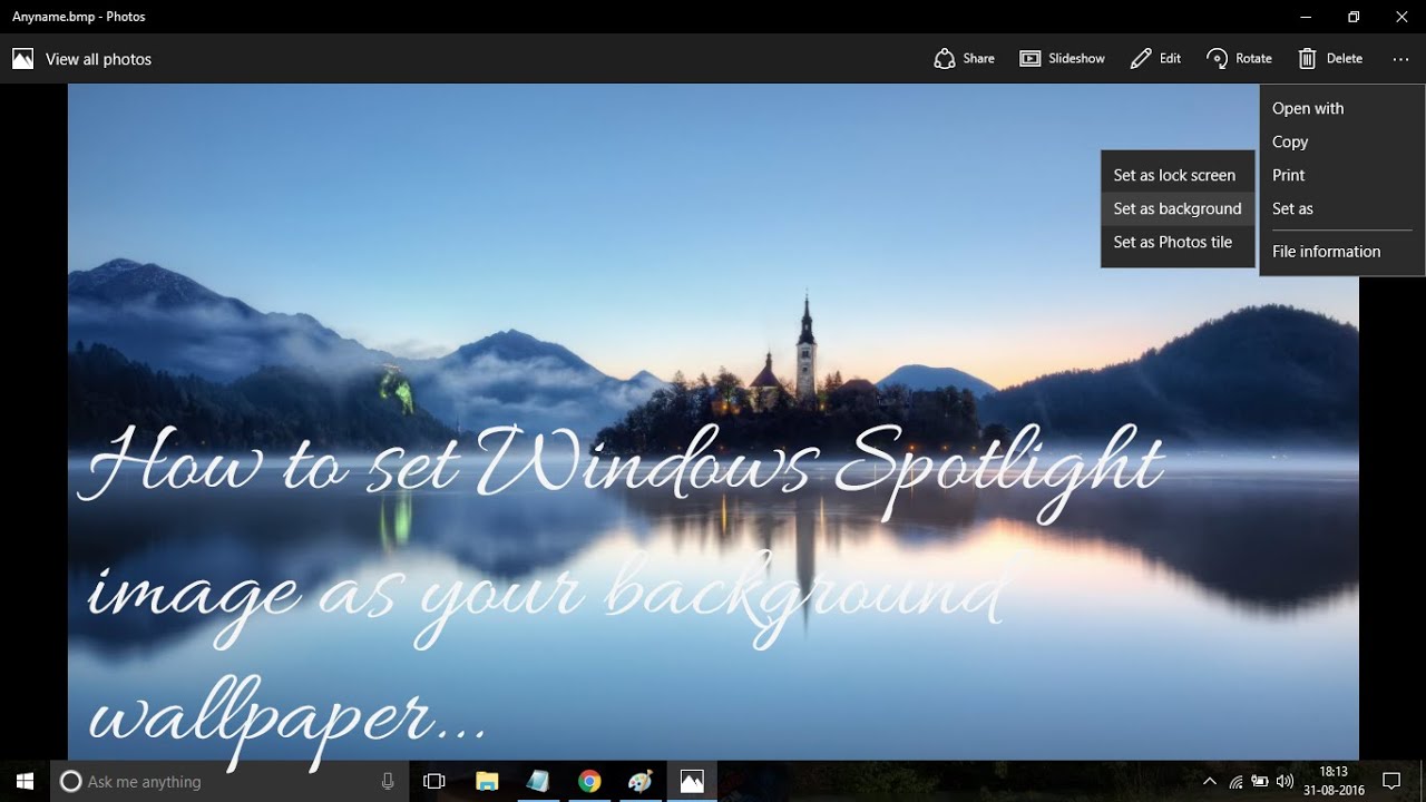 How To Set Windows Spotlight Image As Desktop Backgroundwallpaper In