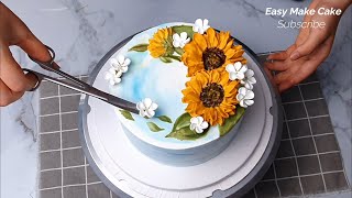 How To Make Sunflower Cake Decorating Tutorial for Beginners | Homemade cake decorating ideas