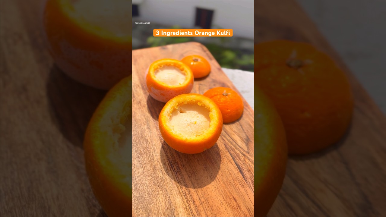 3 Ingredients Homemade Orange Kulfi | Orange stuffed  ice cream 🍨 | 