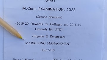 Marketing Management M.Com 2nd sem Question Paper.Question Paper of Marketing Management 2023-24