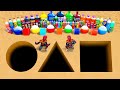 Experiment: Circle vs Triangle vs Square pit Eruption from Orbeez, Balloons of Soda, Cola and Mentos
